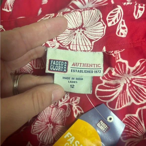 Faded Glory Red Floral Sundress Size 12 NWT Sleeveless Empire Waist - Picture 3 of 7